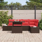 Garten-Sofa-Set mit Kissen mit Speicher 6 pcs Braun und Rot