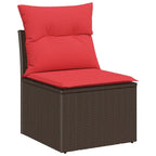 Garten-Sofa-Set mit Kissen mit Speicher 6 pcs Braun und Rot