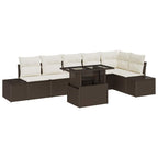 Garten-Sofa-Set mit Kissen mit Speicher 7 pcs Braun und Creme
