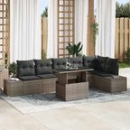 Garten-Sofa-Set mit Kissen mit Speicher 7 pcs Grau