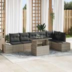 Gartensofa-set mit Kissen 7 pcs Hellgrau Poly-Rattan