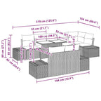 Gartensofa-set mit Kissen 9 pcs Braun und Creme Poly-Rattan