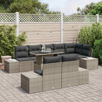 Gartensofa-set mit Kissen 9 pcs Grau Poly-Rattan
