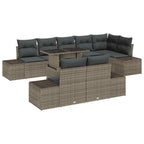 Gartensofa-set mit Kissen 9 pcs Grau Poly-Rattan