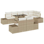 Garten-Sofa-Set mit Kissen mit Speicher 9 pcs Beige und Creme