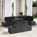 Gartensofa-set mit Kissen 9 pcs Schwarz Poly-Rattan