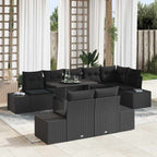 Gartensofa-set mit Kissen 9 pcs Schwarz Poly-Rattan