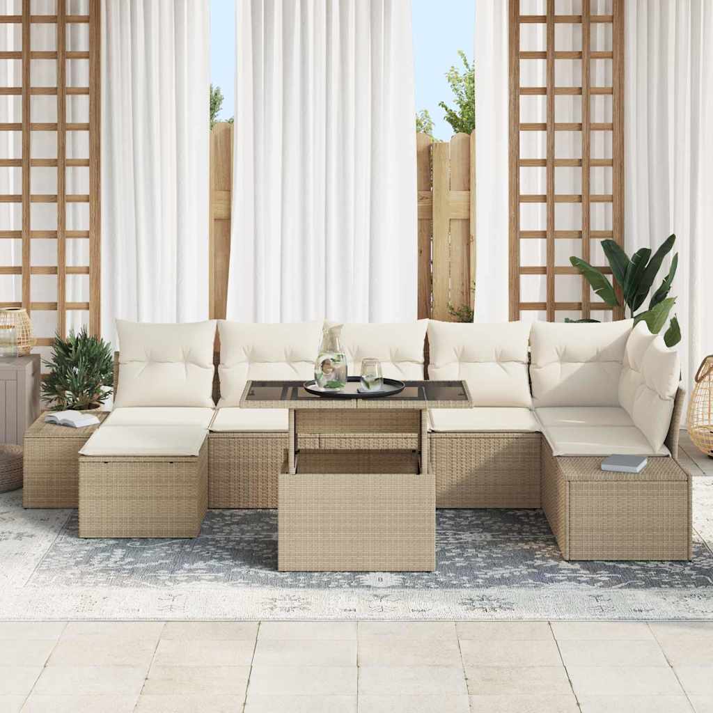 Garten-Sofa-Set mit Kissen 8 pcs Beige und Creme