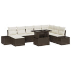 Gartensofa-set mit Kissen 9 pcs Braun und Creme Poly-Rattan