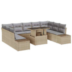 Garten-Sofa-Set mit Kissen 10 pcs Beige und Hellgrau