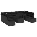 Gartensofa-set mit Kissen 10 pcs Schwarz Poly-Rattan