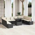 Garten-Sofa-Set mit Kissen 11 pcs Schwarz und Creme