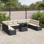 Garten-Sofa-Set mit Kissen 11 pcs Schwarz und Creme