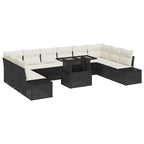 Garten-Sofa-Set mit Kissen 11 pcs Schwarz und Creme