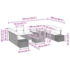 Garten-Sofa-Set mit Kissen 11 pcs Schwarz und Creme