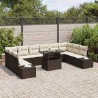 Garten-Sofa-Set mit Kissen mit Speicher 11 pcs Braun und Creme