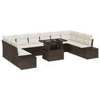 Garten-Sofa-Set mit Kissen mit Speicher 11 pcs Braun und Creme