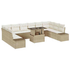 Garten-Sofa-Set mit Kissen mit Speicher 11 pcs Beige und Creme