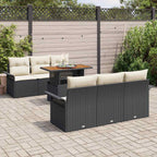 Garten-Sofa-Set mit Kissen 7 pcs Schwarz und Creme