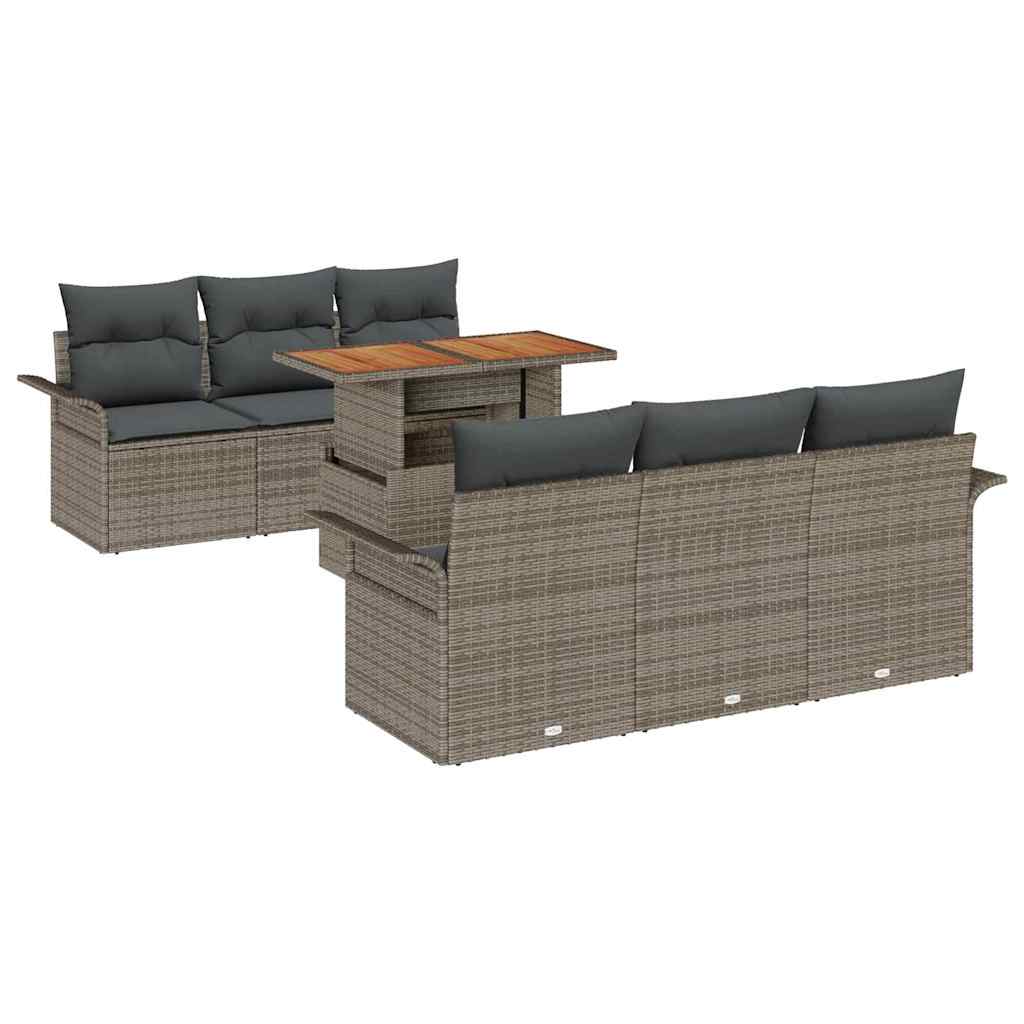 Garten-Sofa-Set mit Kissen 7 pcs Grau