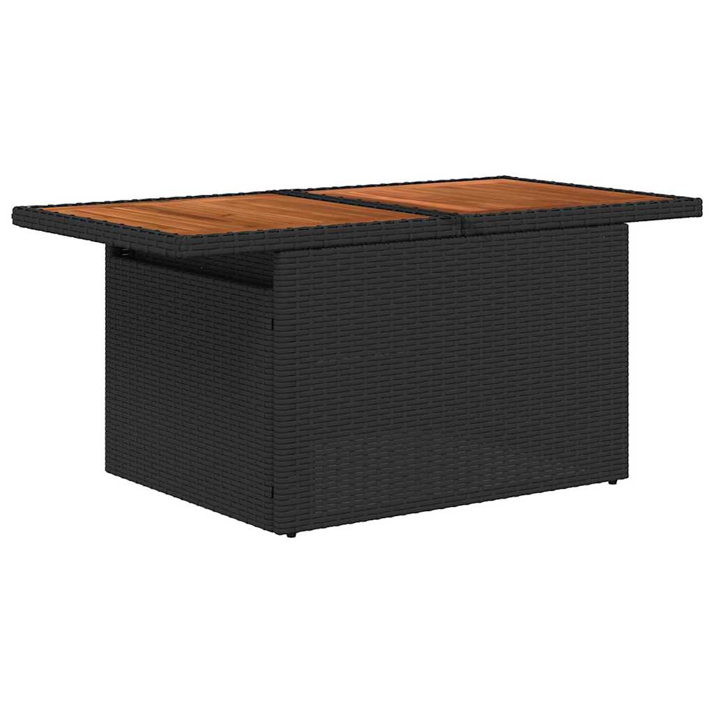 Gartensofa-set mit Kissen 7 pcs Schwarz und Blau Poly-Rattan