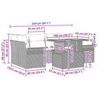 Garten-Sofa-Set mit Kissen 7 pcs Schwarz und Creme