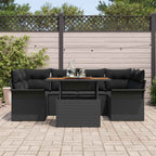 Garten-Sofa-Set mit Kissen 7 pcs Schwarz