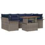 Garten-Sofa-Set mit Kissen 7 pcs Grau und Marineblau