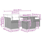 Garten-Sofa-Set mit Kissen 7 pcs Schwarz und blau