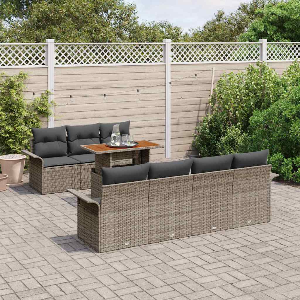 Garten-Sofa-Set mit Kissen 8 pcs Grau