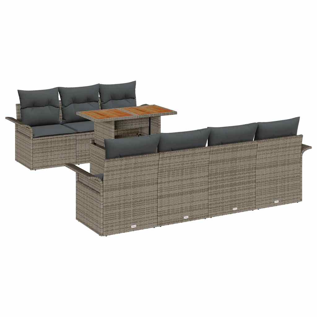Garten-Sofa-Set mit Kissen 8 pcs Grau
