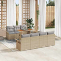 Garten-Sofa-Set mit Kissen 8 pcs Beige und Hellgrau