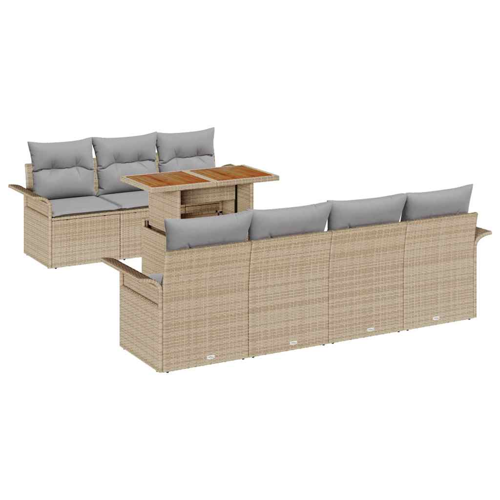 Garten-Sofa-Set mit Kissen 8 pcs Beige und Hellgrau