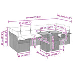 Gartensofa-set mit Kissen 8 pcs Schwarz und Blau Poly-Rattan