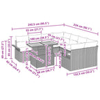Gartensofa-set mit Kissen 9 pcs Schwarz und Blau Poly-Rattan