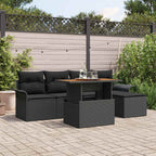 Garten-Sofa-Set mit Kissen 6 pcs Schwarz