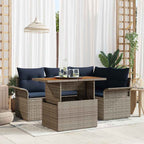 Garten-Sofa-Set mit Kissen 5 pcs Grau und Marineblau