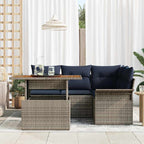 Garten-Sofa-Set mit Kissen 5 pcs Grau und Marineblau