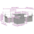 Gartensofa-set mit Kissen 6 pcs Schwarz und Blau Poly-Rattan
