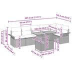 Gartensofa-set mit Kissen 7 pcs Beige und Hellgrau Poly-Rattan