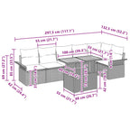 Gartensofa-set mit Kissen 7 pcs Schwarz und Blau Poly-Rattan