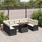 Garten-Sofa-Set mit Kissen 10 pcs Schwarz und Creme