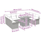 Garten-Sofa-Set mit Kissen 10 pcs Schwarz