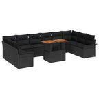 Gartensofa-set mit Kissen 11 pcs Schwarz Poly-Rattan