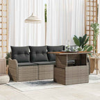 Gartensofa-set mit Kissen 5 pcs Grau Poly-Rattan