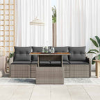 Gartensofa-set mit Kissen 5 pcs Grau Poly-Rattan