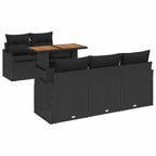 Gartensofa-set mit Kissen 6 pcs Schwarz Poly-Rattan