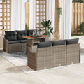 Gartensofa-set mit Kissen 7 pcs Grau Poly-Rattan