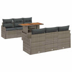 Gartensofa-set mit Kissen 7 pcs Grau Poly-Rattan