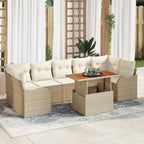 Gartensofa-set mit Kissen 8 pcs Beige und Creme Poly-Rattan